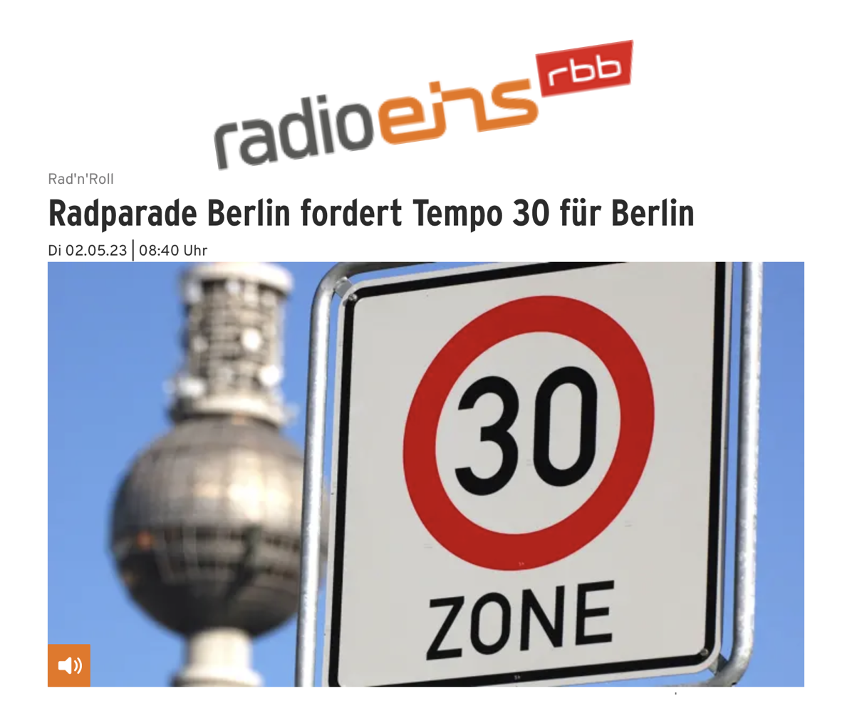radioeins Radparade Tempo 30